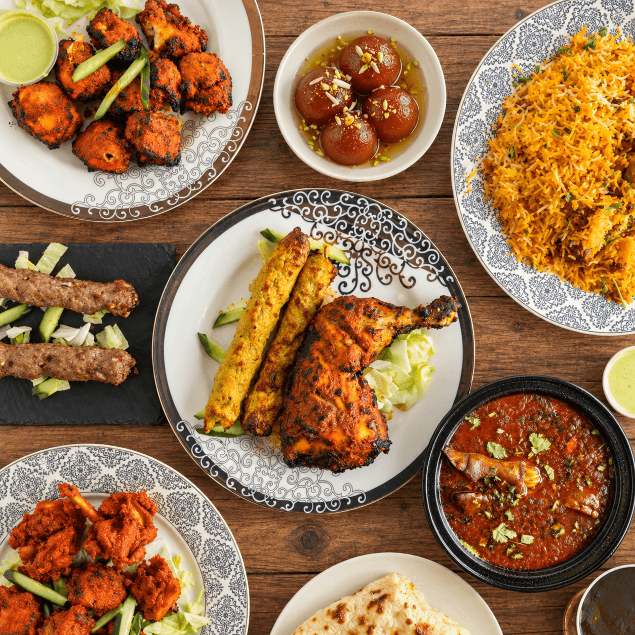Restaurant hero background showcasing our signature dishes